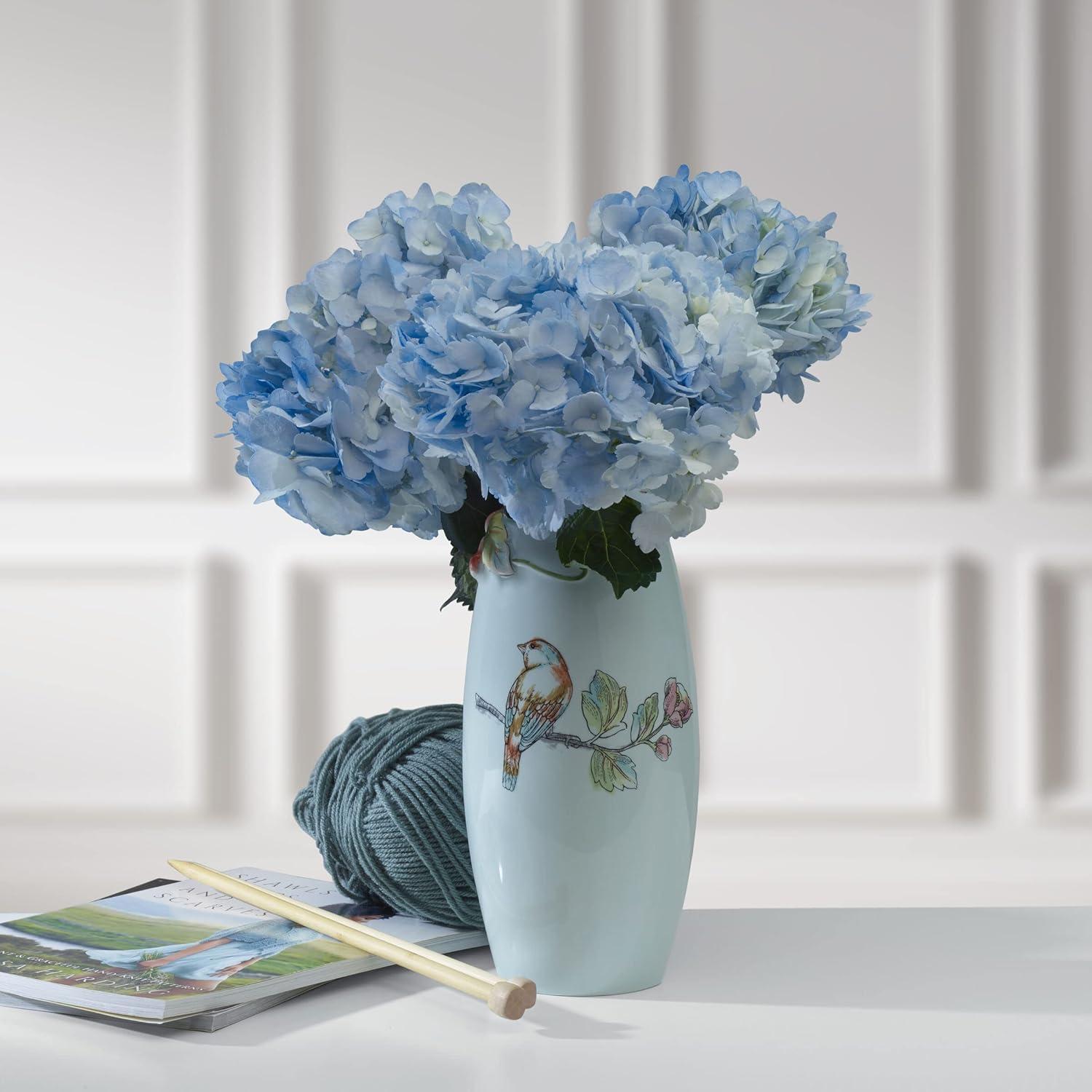 10.25 in. English Garden Blue Ceramic Flower Vase