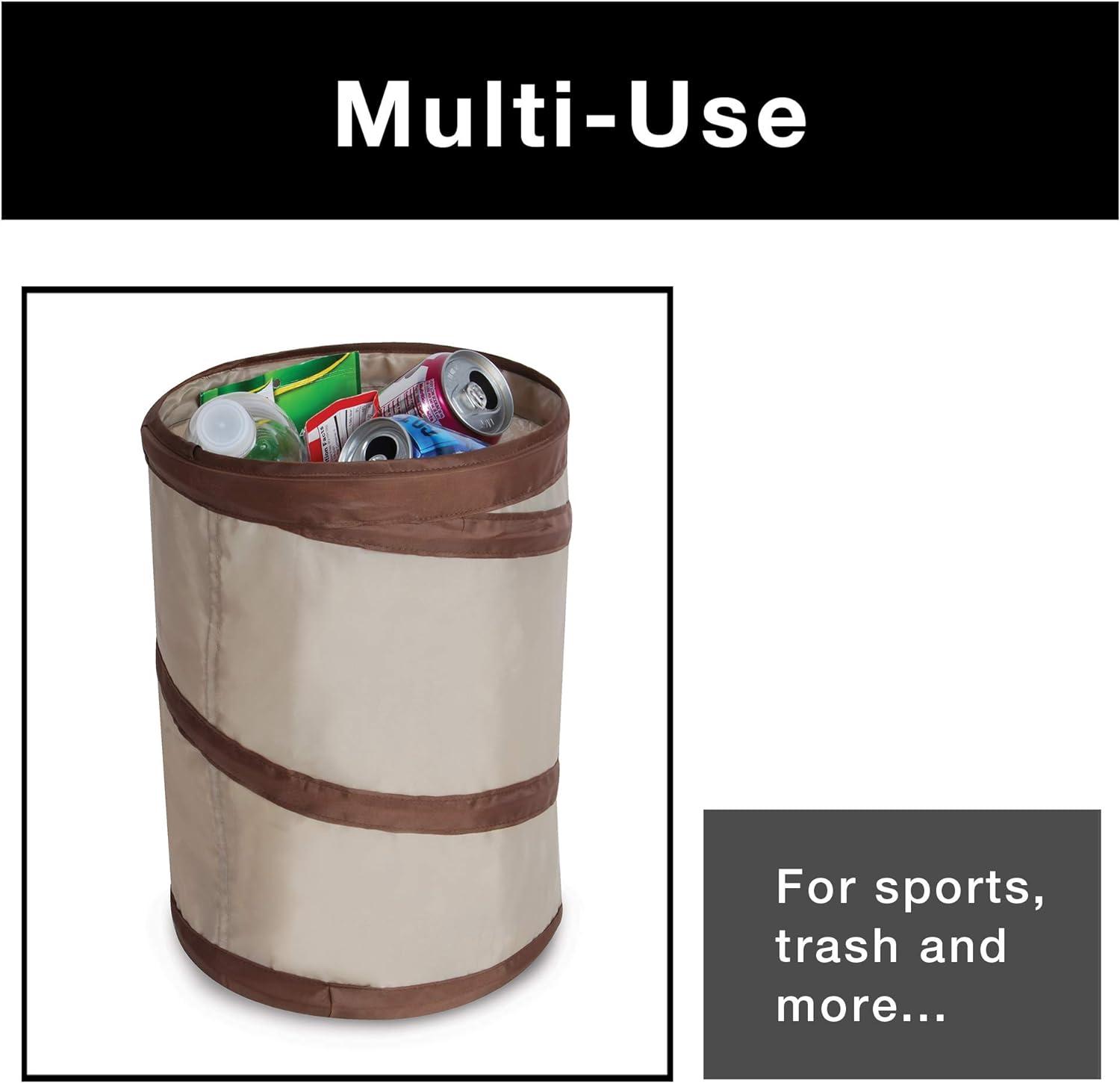 Beige and Dark Brown Collapsible Spiral Trash Bin