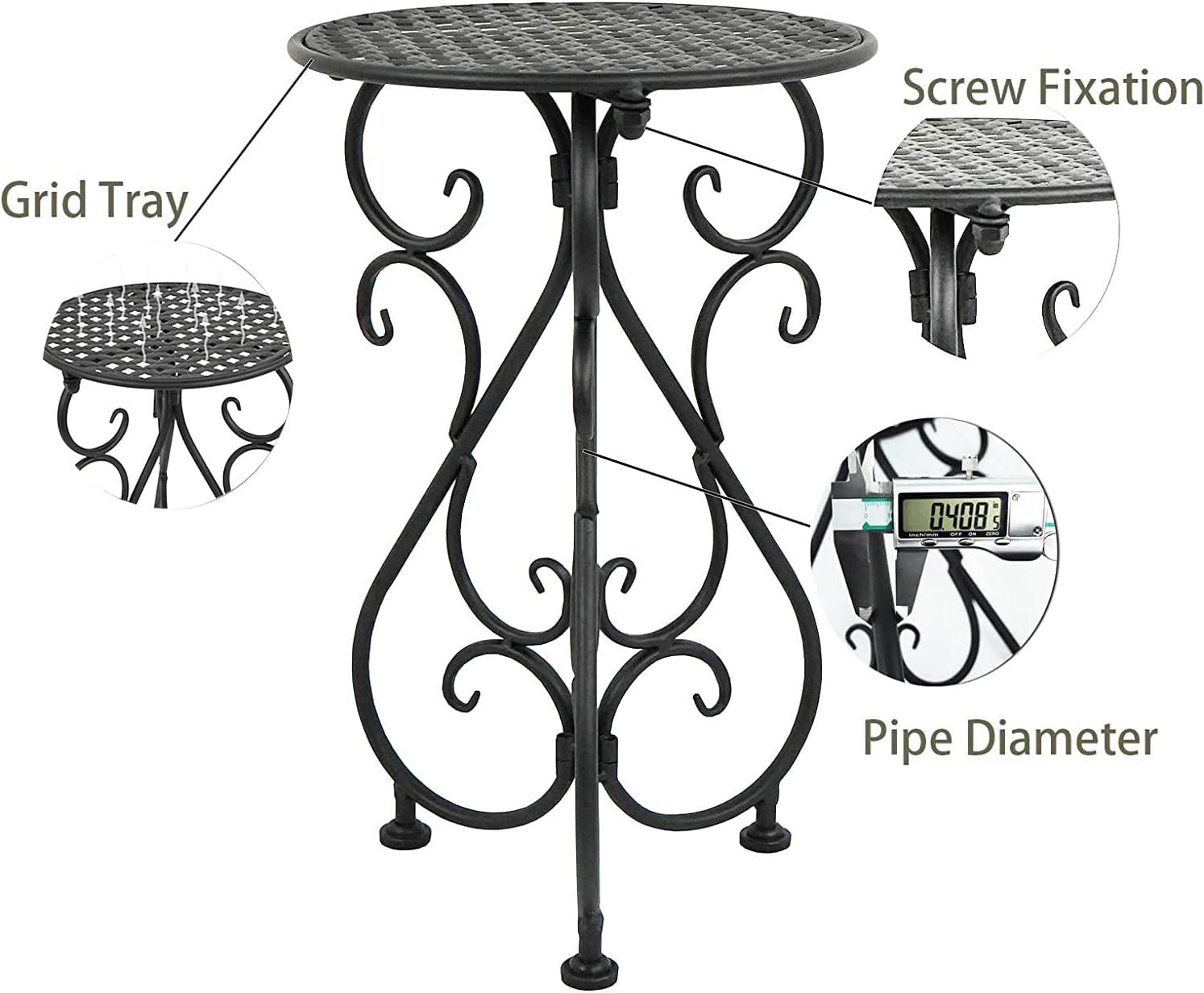 Black Iron 17" Tall Pedestal Plant Stand Set