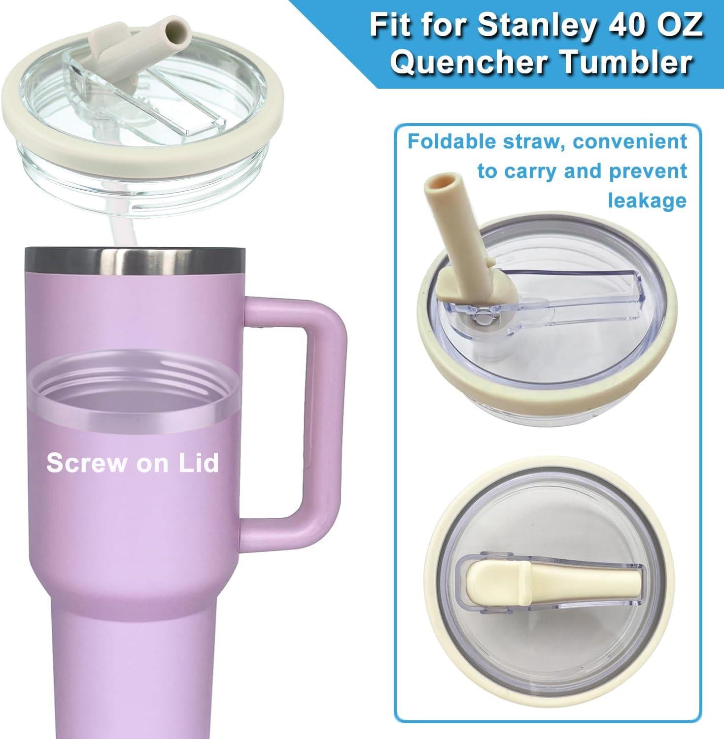 2 Pack 40 Oz Tumbler Flip Straw Lid Replacement Fit For Stanley Quencher, Leak Proof For Stanley Lid Replacement Spill Proof Reusable Tumbler Cover Compatible With 40oz Stanley Cup