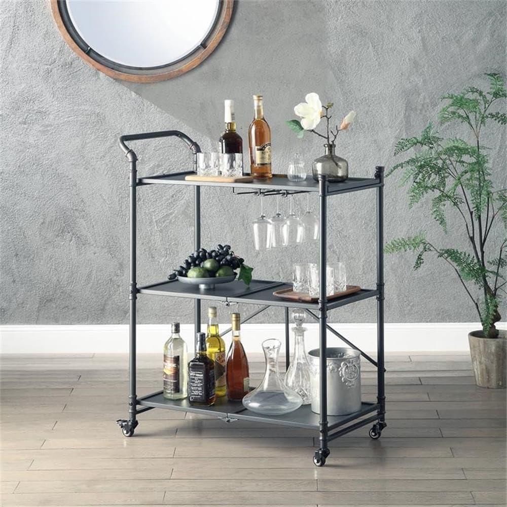 ACME Cordelia Serving Cart in Sandy Black and Dark Bronze