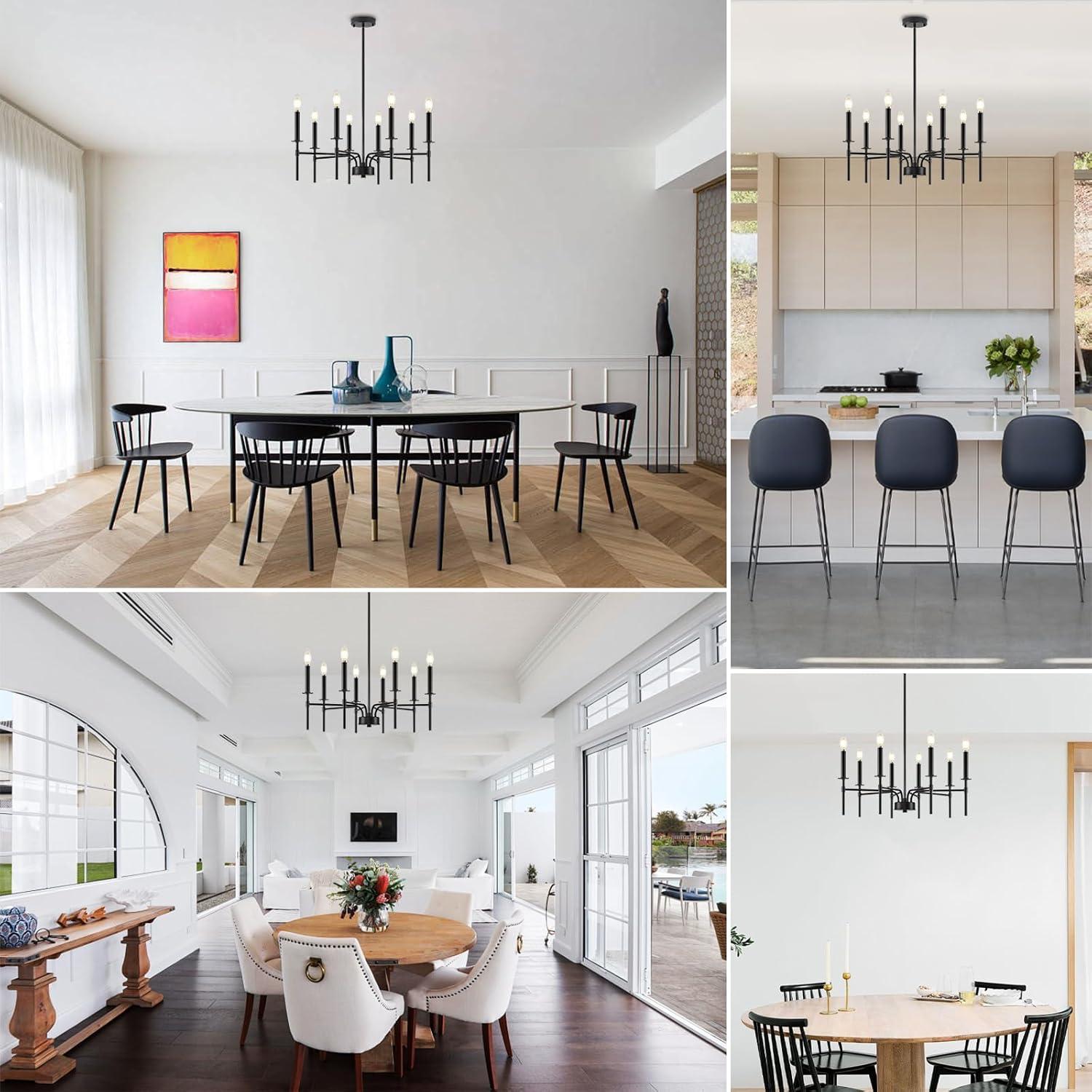 Farmhouse 6 Lights Black Wagon Wheel Chandelier,Modern Vintage Round Pendant Light Fixture for Dining Room,Living Room, Entryway Foyer Kitchen Island, E26