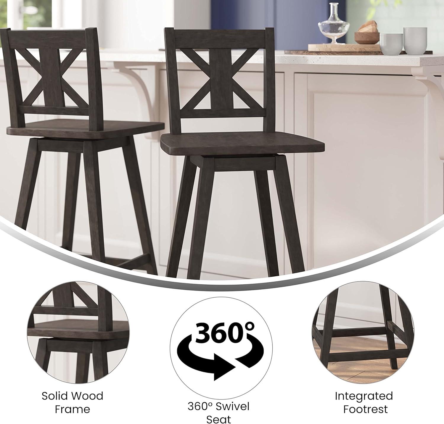 Taylor & Logan Bakersville Modern Farmhouse Wooden Swivel Bar and Counter Stool