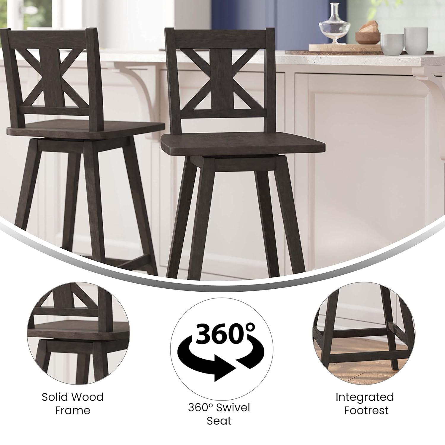 Taylor & Logan Bakersville Modern Farmhouse Wooden Swivel Bar and Counter Stool