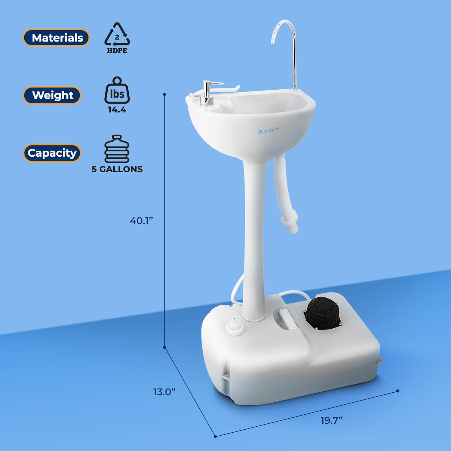 SereneLife SereneLife 26'' White Plastic U-Shaped Bathroom Sink with Faucet and Overflow SLCASN18
