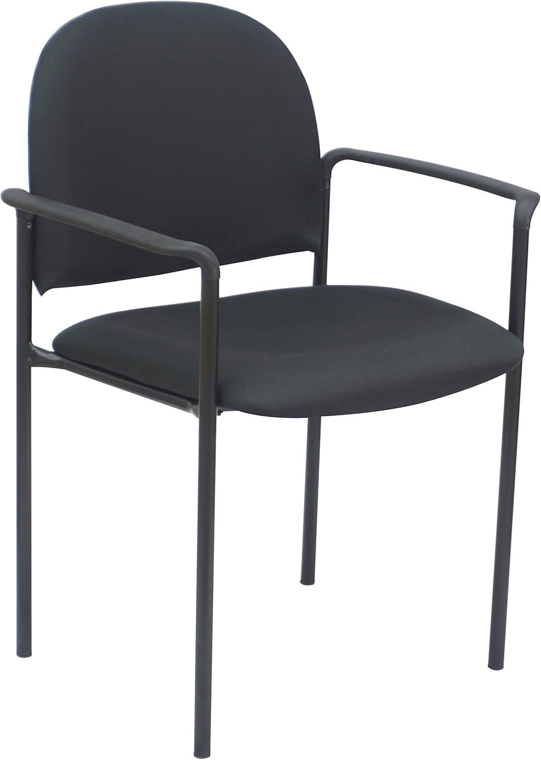 Office Factor Side Waiting Room Guest Chair StackAble with Arms Black Fabric (OF-6100 BK)