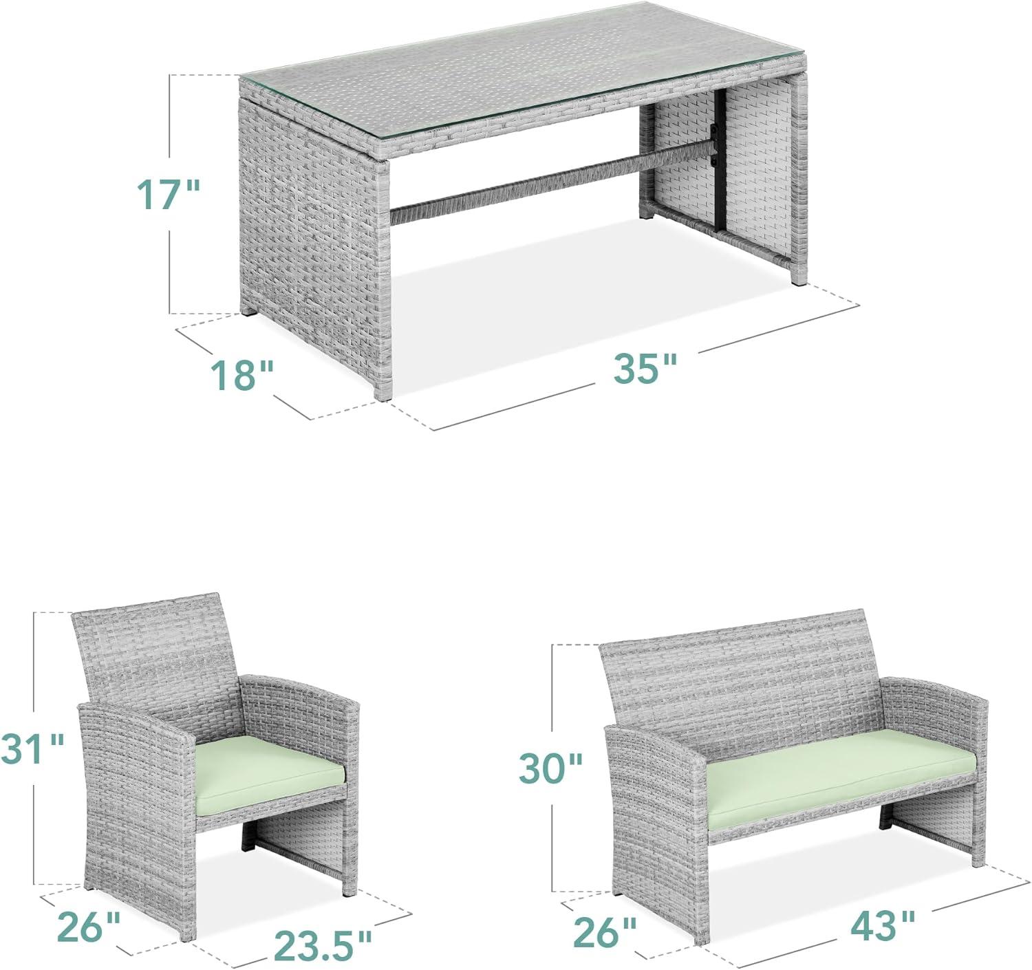 Best Choice Products 4-Piece Outdoor Wicker Patio Conversation Furniture Set w/ Table, Cushions