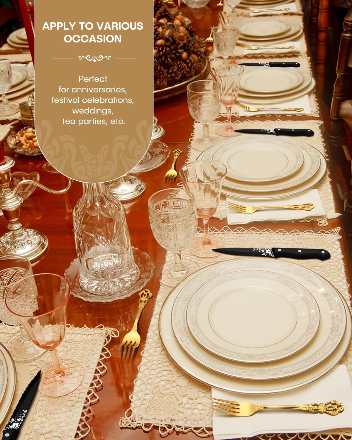 Astoria Grand 24-Piece Stainless Steel Royal Silverware Set for 4 - Complete Cutlery Set with Forks, Spoons, Knives, and Gift Box