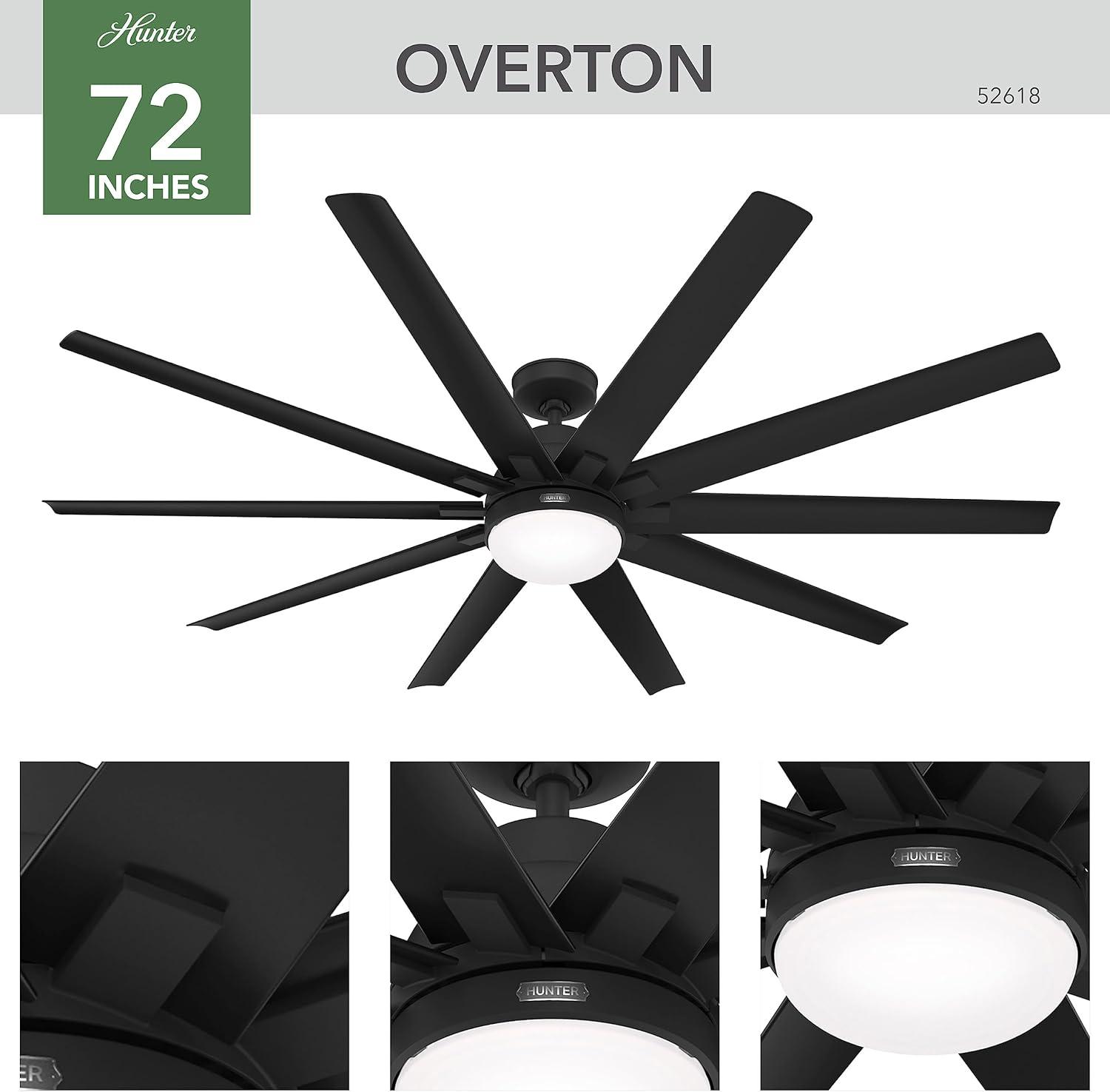 Overton 10 - Blade Standard Ceiling Fan with Wall Control and Light Kit Included