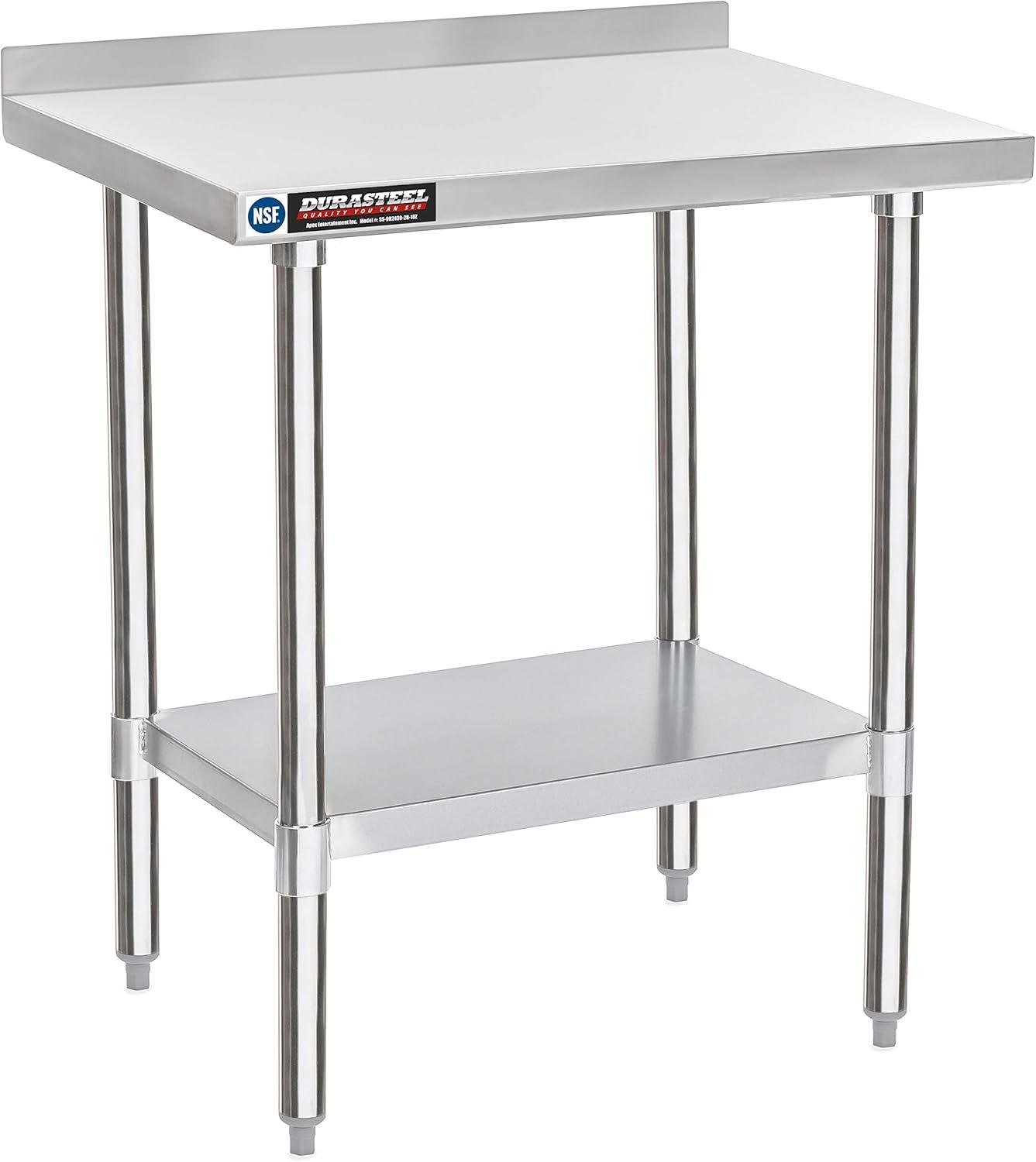 DuraSteel Stainless Steel 30'' L x 24'' W x 36'' H Adjustable Work Table