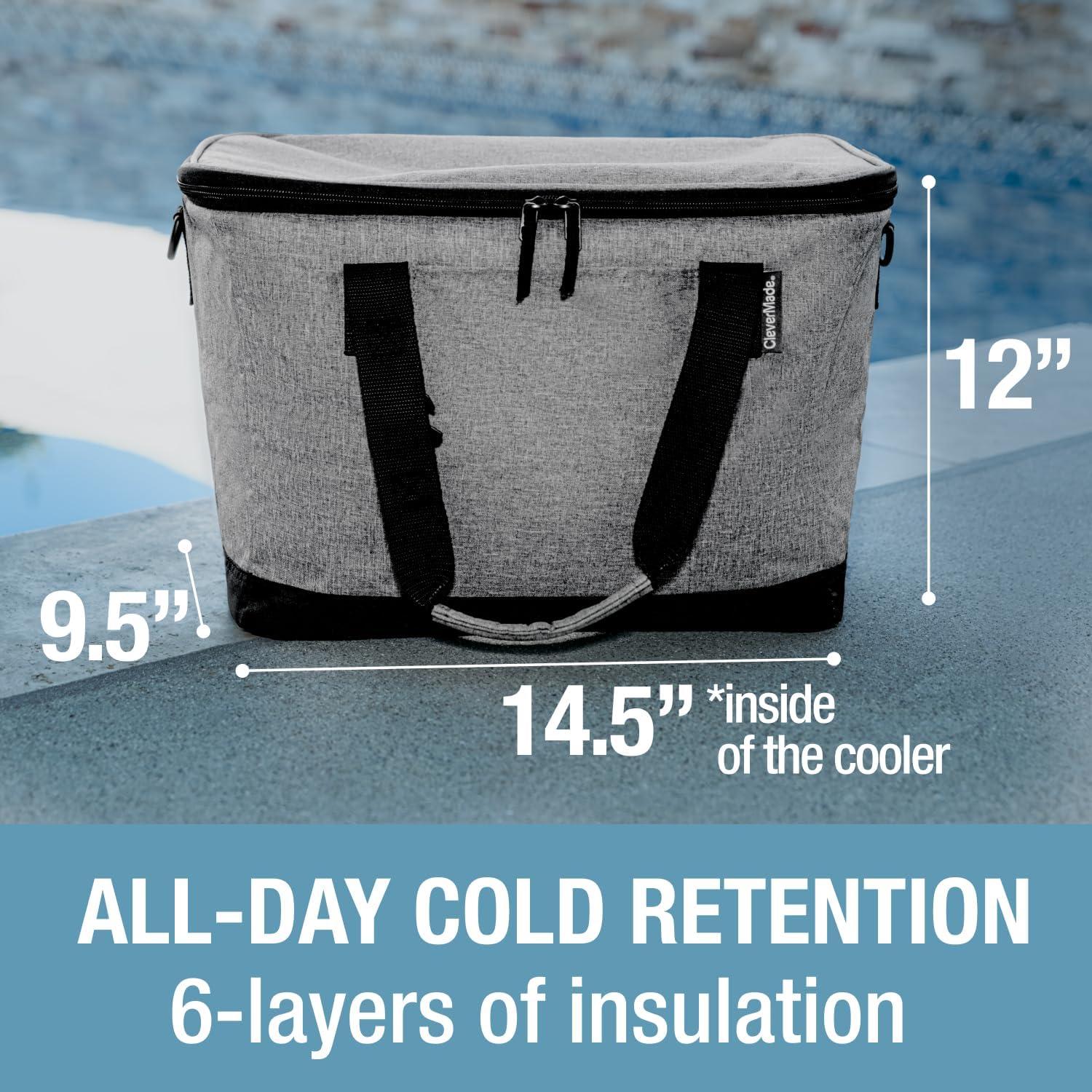 CleverMade Collapsible Tahoe Cooler - 50 Can - Heather Cool Gray/Midnight Black