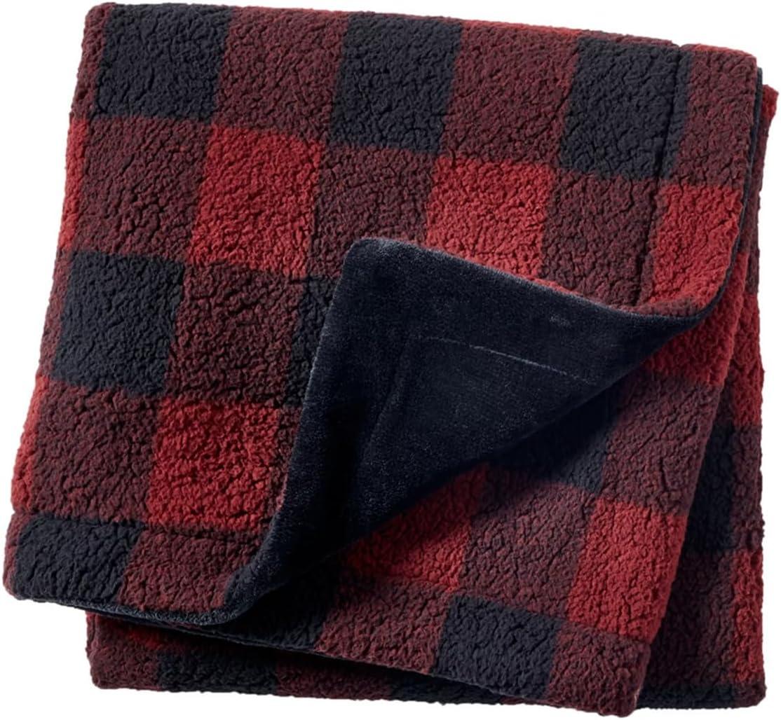 Cozy Red and Black Buffalo Check Sherpa Blanket 50” x 60”