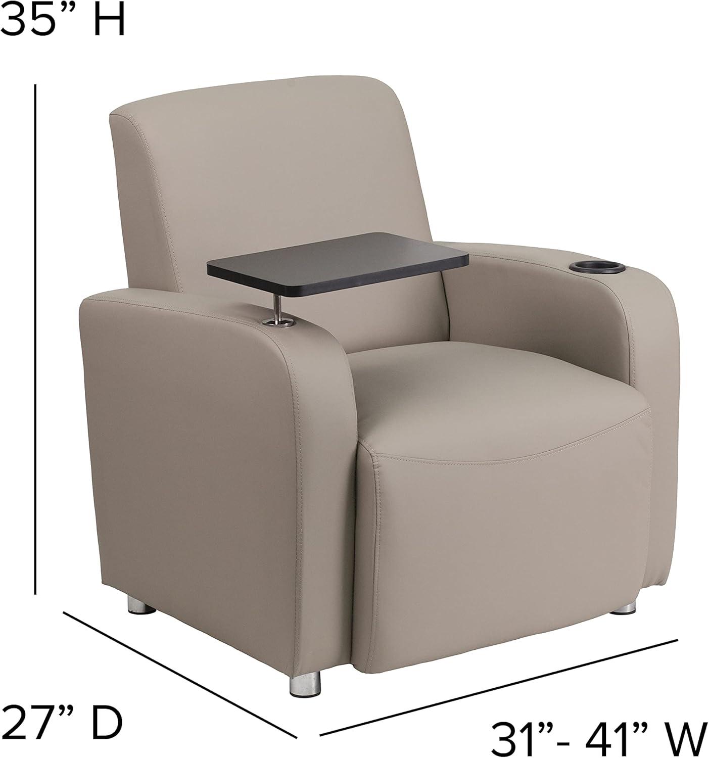 Flash Furniture LeatherSoft Guest Chair with Tablet Arm, Chrome Legs and Cup Holder