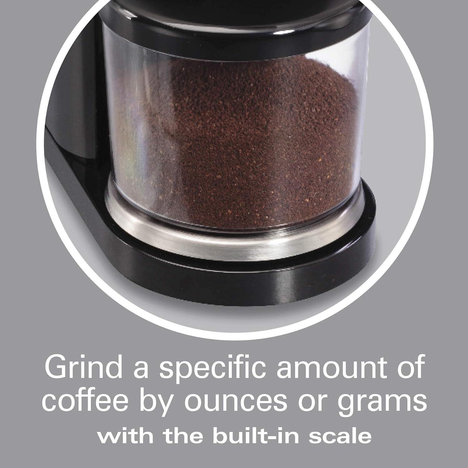 Hamilton Beach Pro Burr Grinder 80405: Electric Coffee Bean Grinder, Variable Settings, 12 Cup Capacity, Black