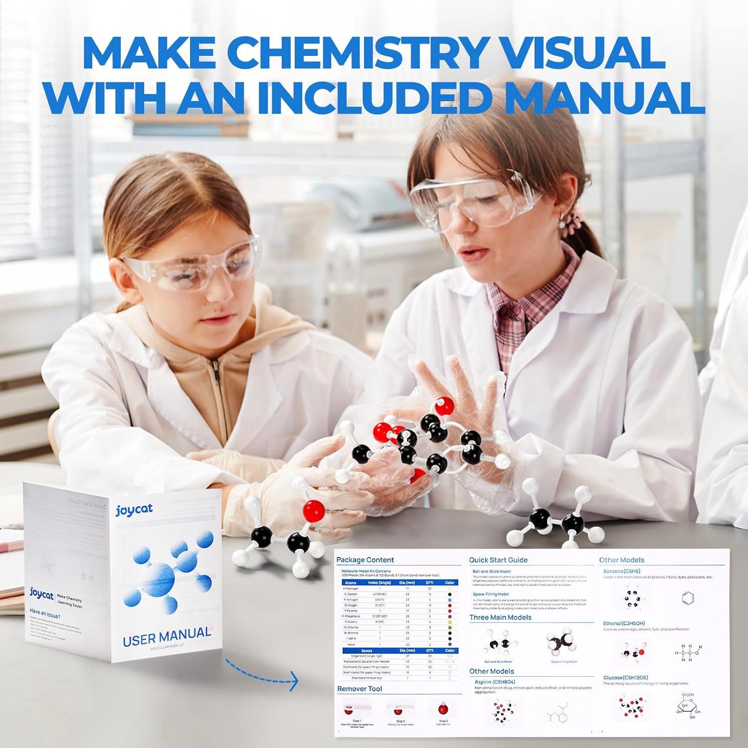 JoyCat Molecular Model Kit (404 pcs), Organic Chemistry Molecule Science Gifts for Ochem and Inorganic Students and Teachers