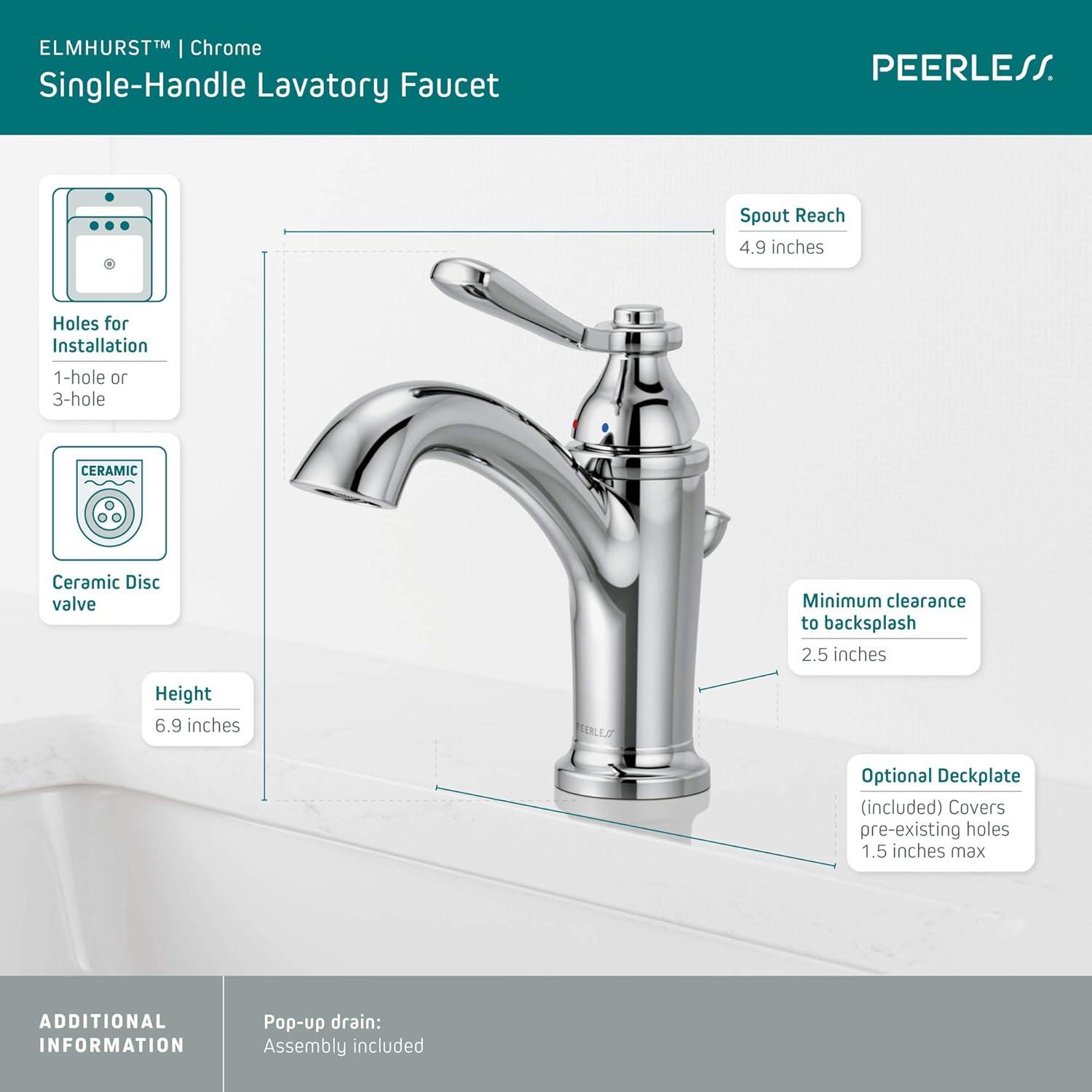 Elmhurst Single-Hole Single-handle Bathroom Faucet with Drain Assembly