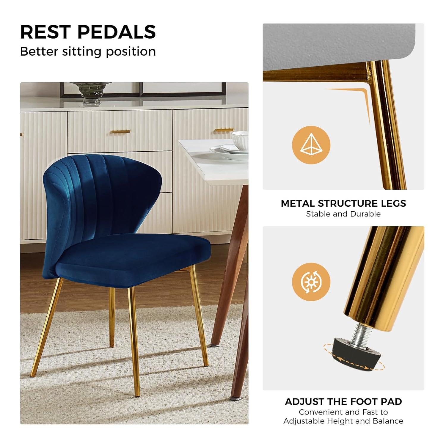 Velvet Dining Chairs Set of 2 Upholstered Wingback Side Chairs Living Room Kitchen Sage