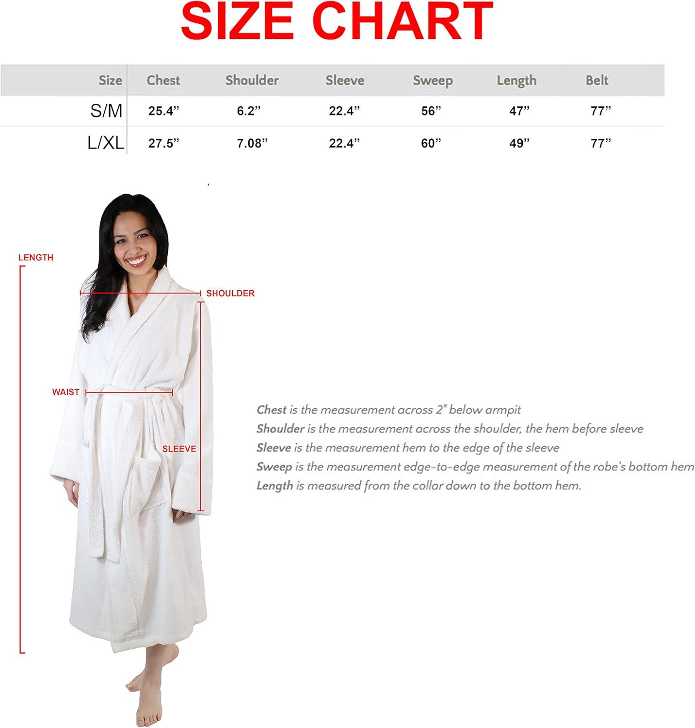 Mid-Calf 100% Turkish Cotton Terry Cloth Bathrobe with Pockets