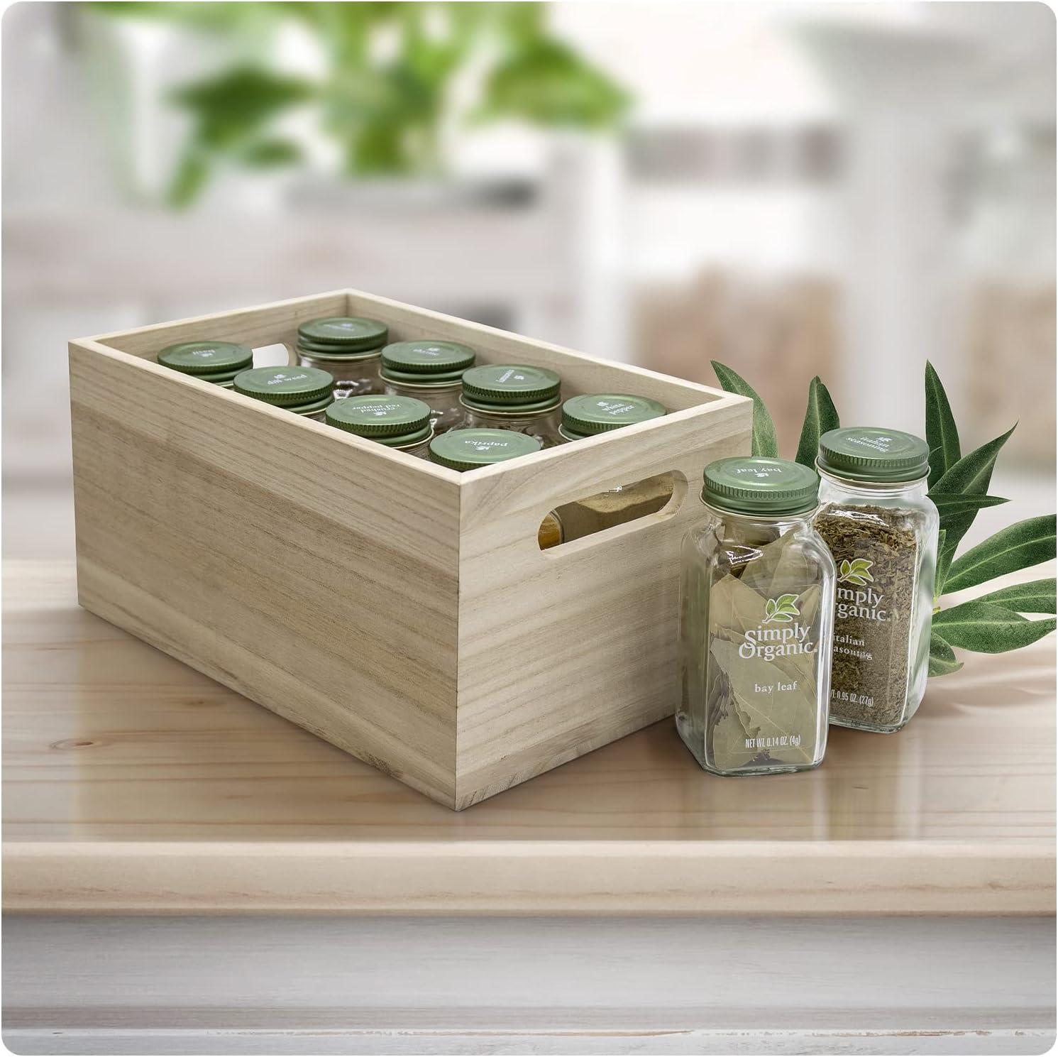 Natural Unfinished Wood Stackable Storage Crates Set