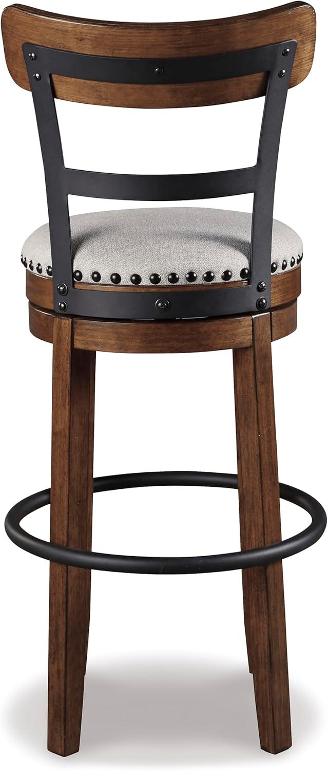 Tall Valebeck Upholstered Swivel Barstool Brown - Signature Design by Ashley: Kitchen Counter Height, Rustic Style