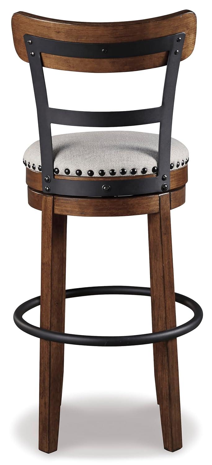 Tall Valebeck Upholstered Swivel Barstool Brown - Signature Design by Ashley: Kitchen Counter Height, Rustic Style