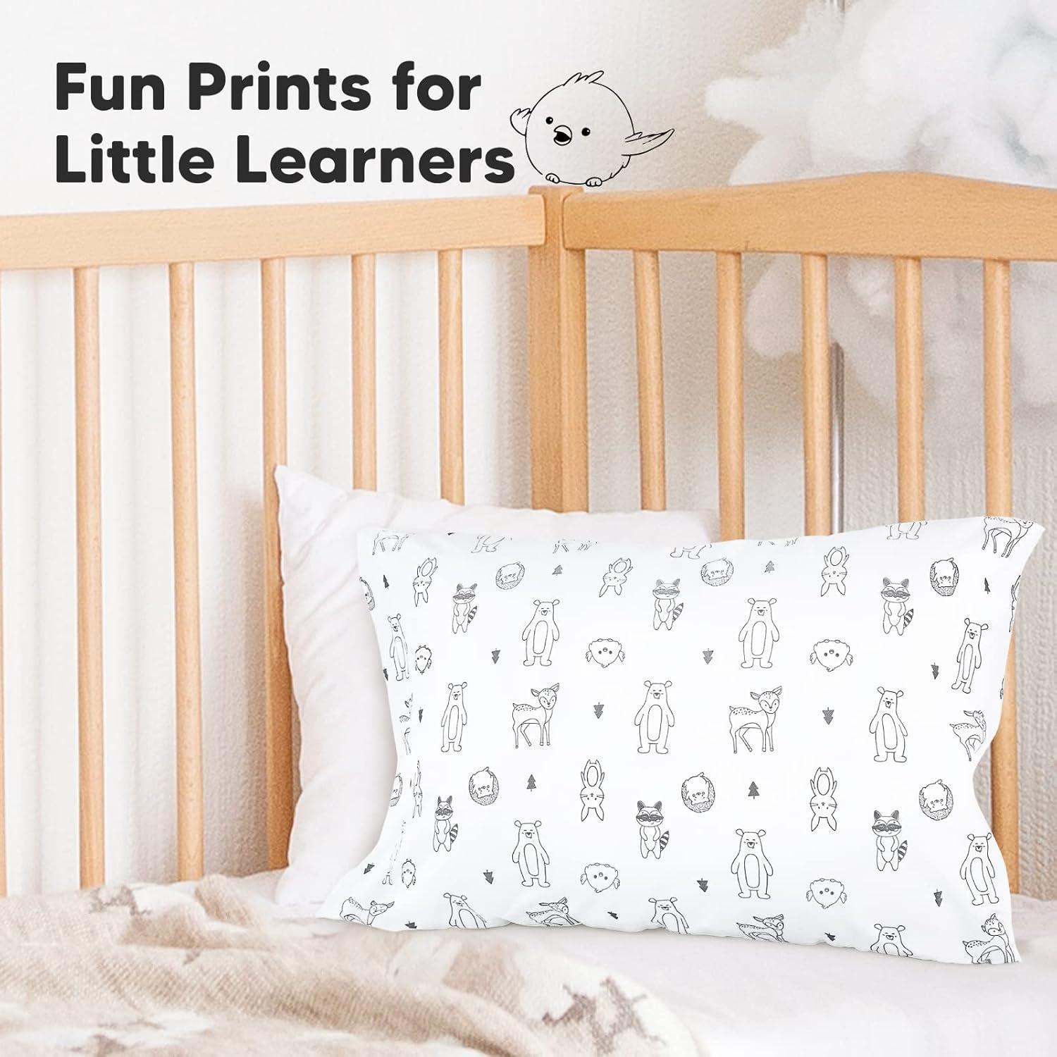 Soft Organic Cotton Toddler Pillowcase with Cute Prints - Standard/Queen