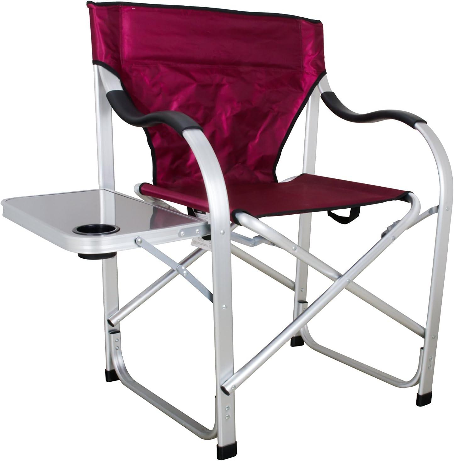 Burgundy Heavy Duty Aluminum Director's Chair with Side Table