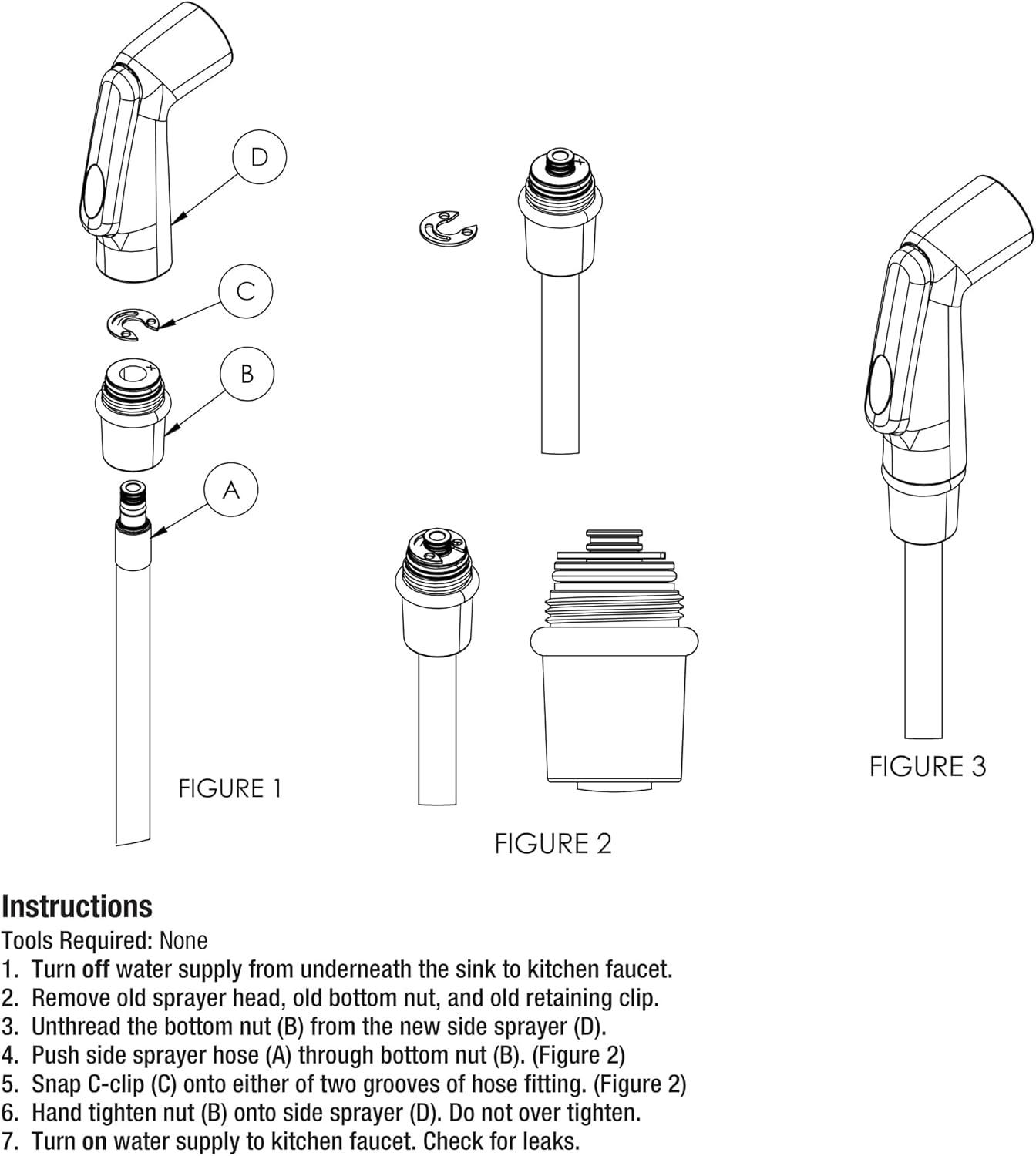 Universal Chrome Kitchen Faucet Sprayer with Plastic Construction