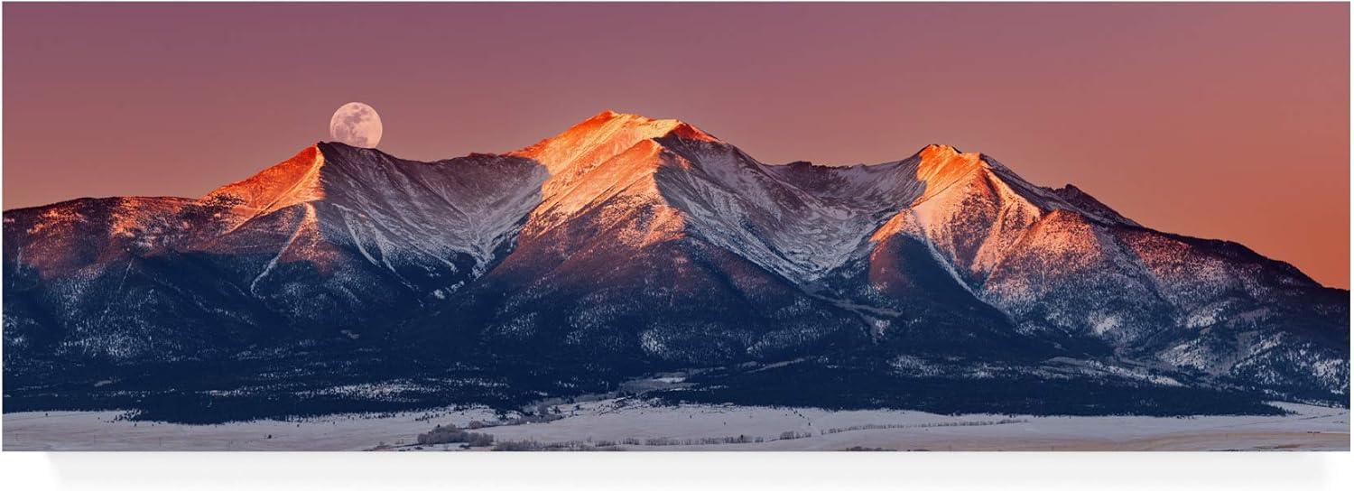 Mount Princeton Moonset at Sunrise 8x24 Canvas Landscape Print