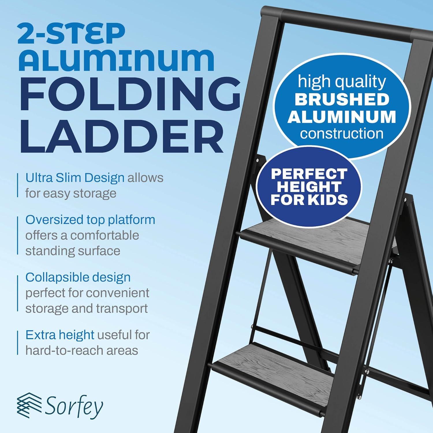 Sorfey Sorfey Step Ladders 2 - Step Steel Lightweight Folding Step Stool