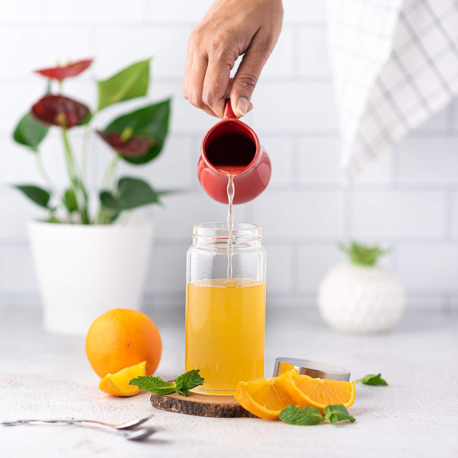 shuoli 4 Pack Wide Mouth Glass Bottles With Lids For Juicing, Smoothies, Infused Water, Beverage Storage - 10Oz, BPA Free, Stainless Steel Lids, Leakproof, Reusable, Borosilicate