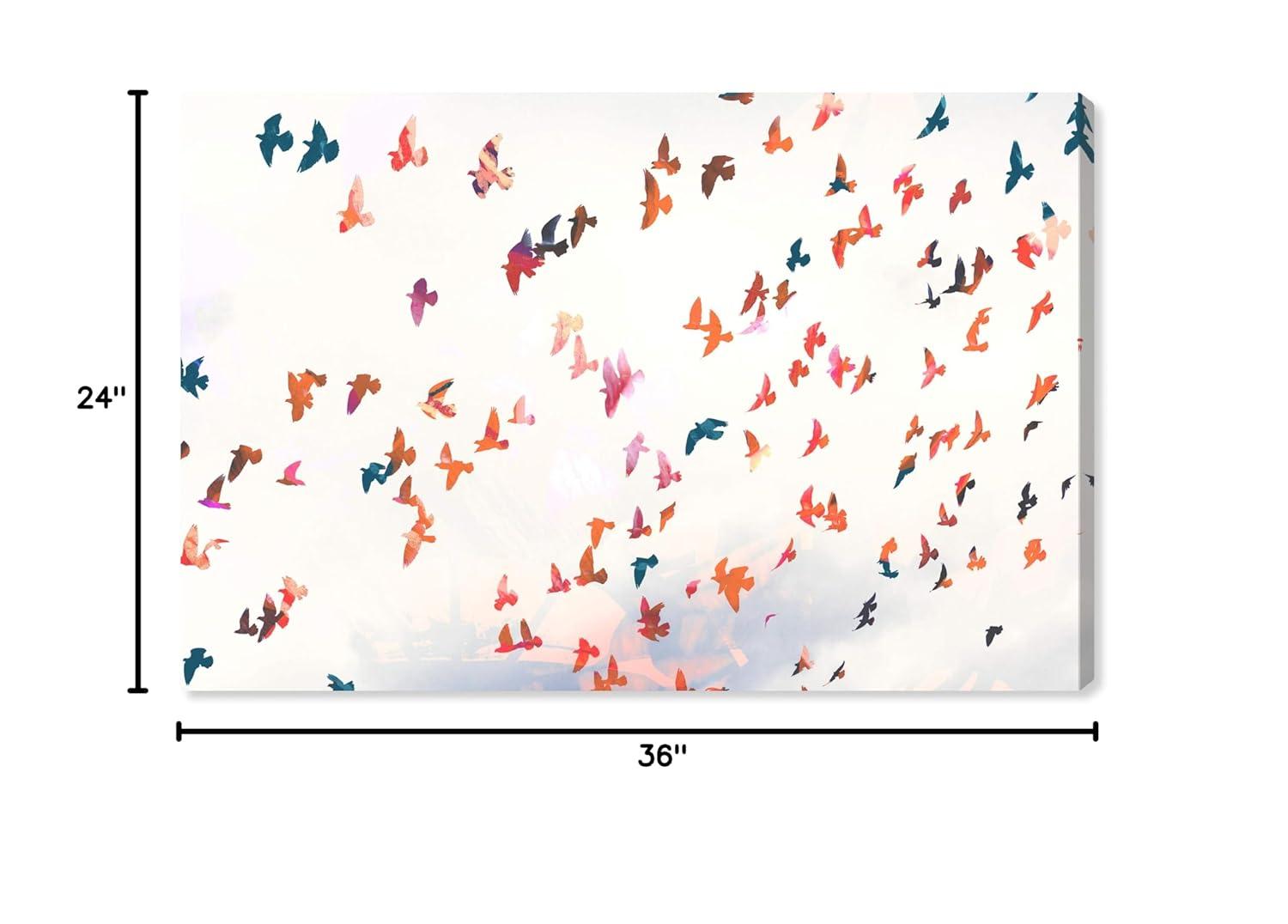 Wynwood Studio 'Birds in the Fall' Animals Wall Art Canvas Print - White, Orange, 36" x 24"