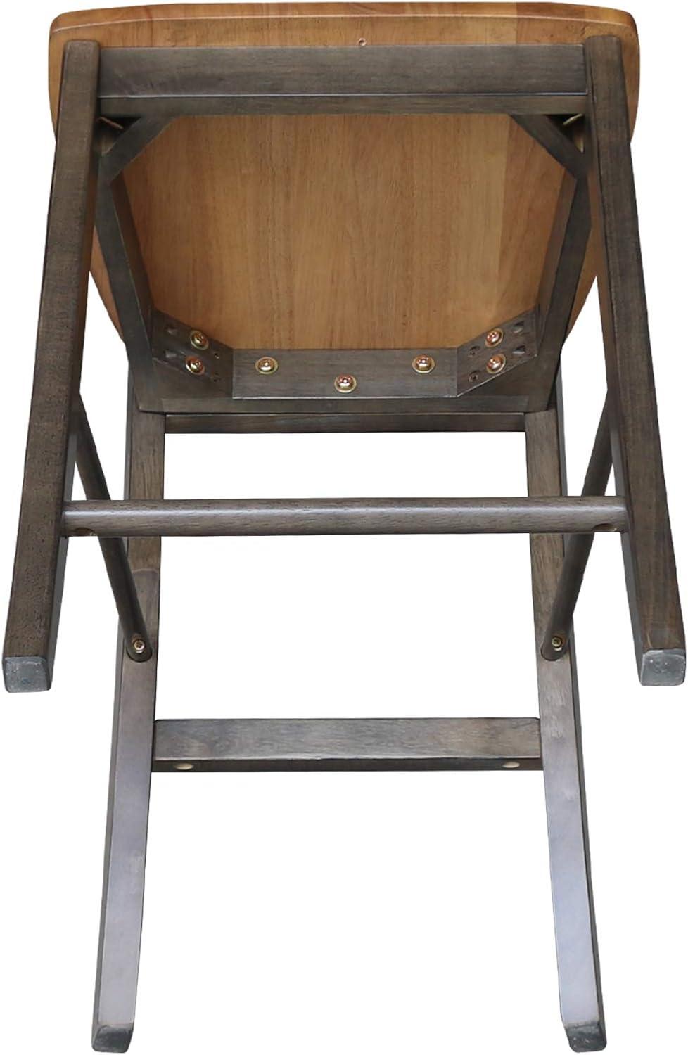 24" Martha X Back Counter Height Barstool Hickory Brown - International Concepts: Hardwood Frame, Armless