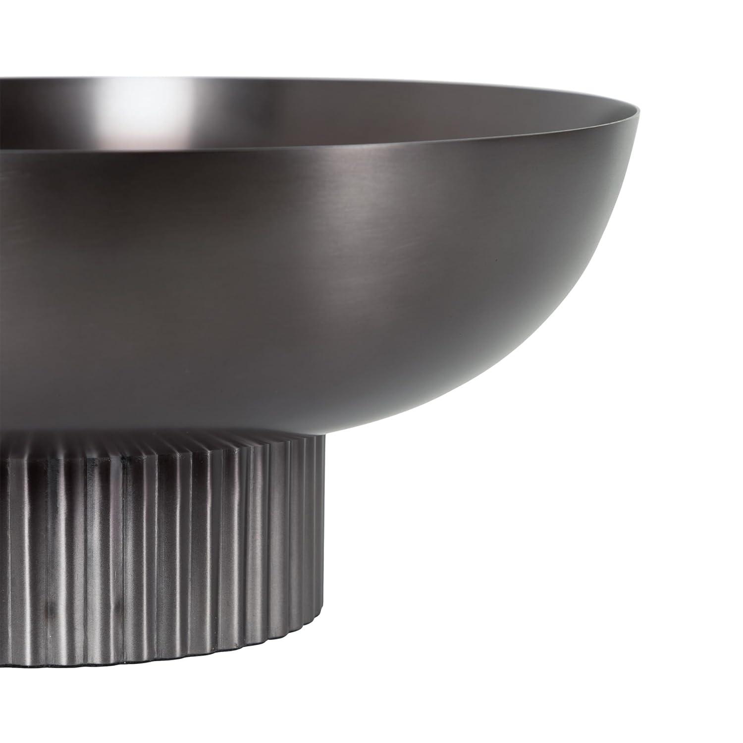 Kate and Laurel Rooks Ribbed Metal Bowl, 12x12x5, Pewter
