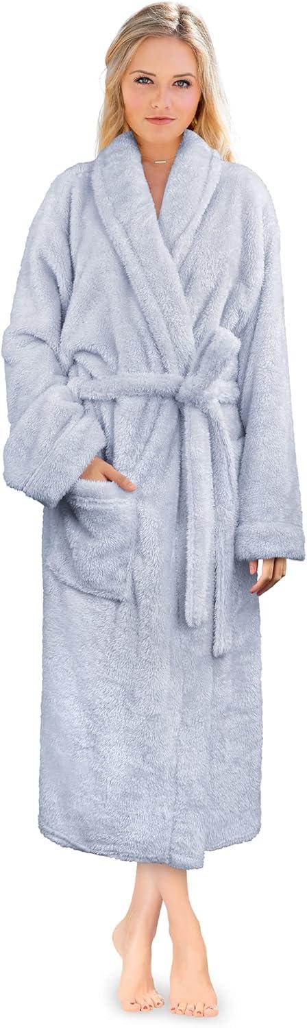 Dusty Blue XL/2XL Plush Fleece Sherpa Bathrobe