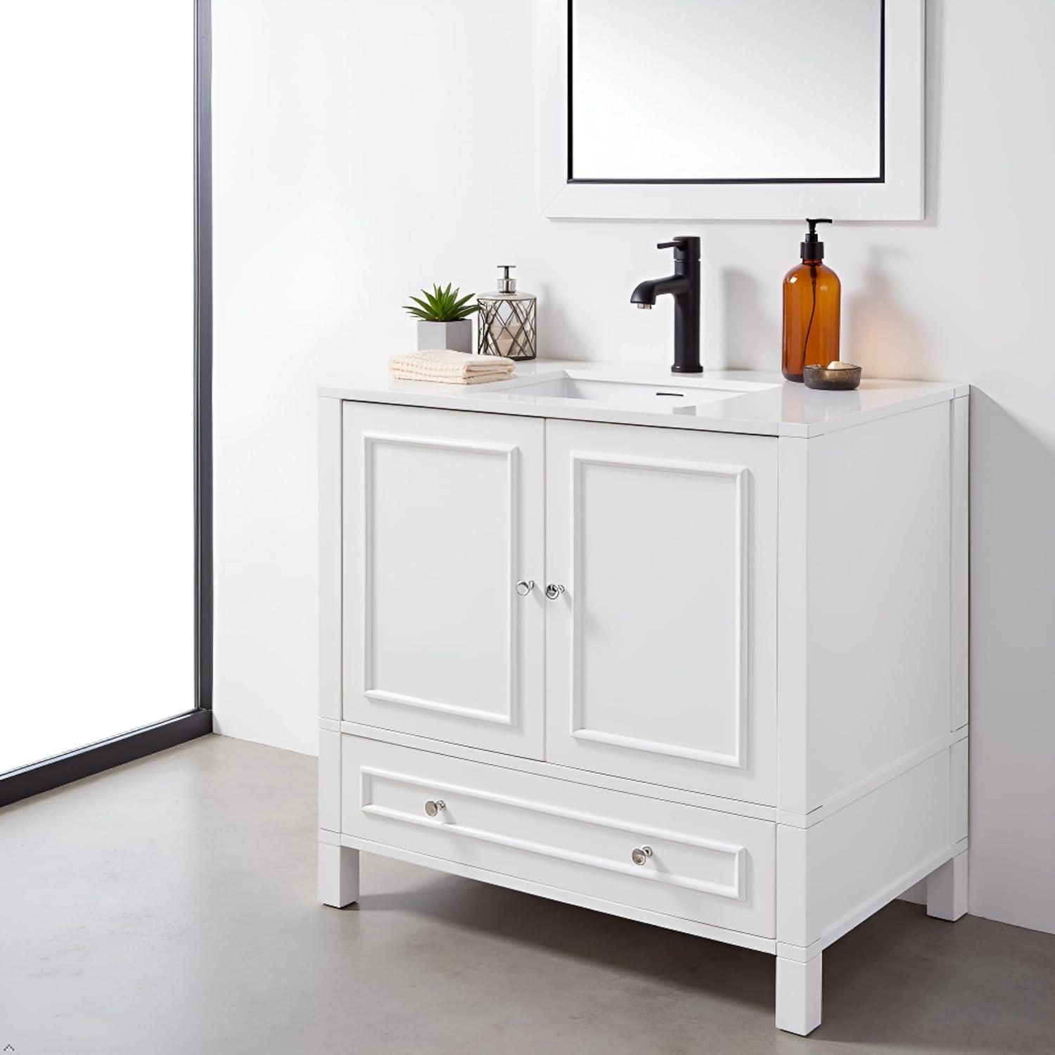 Williamsburg 36"W Transitional Style Vanity Cabinet With Soft Close Doors And Drawers