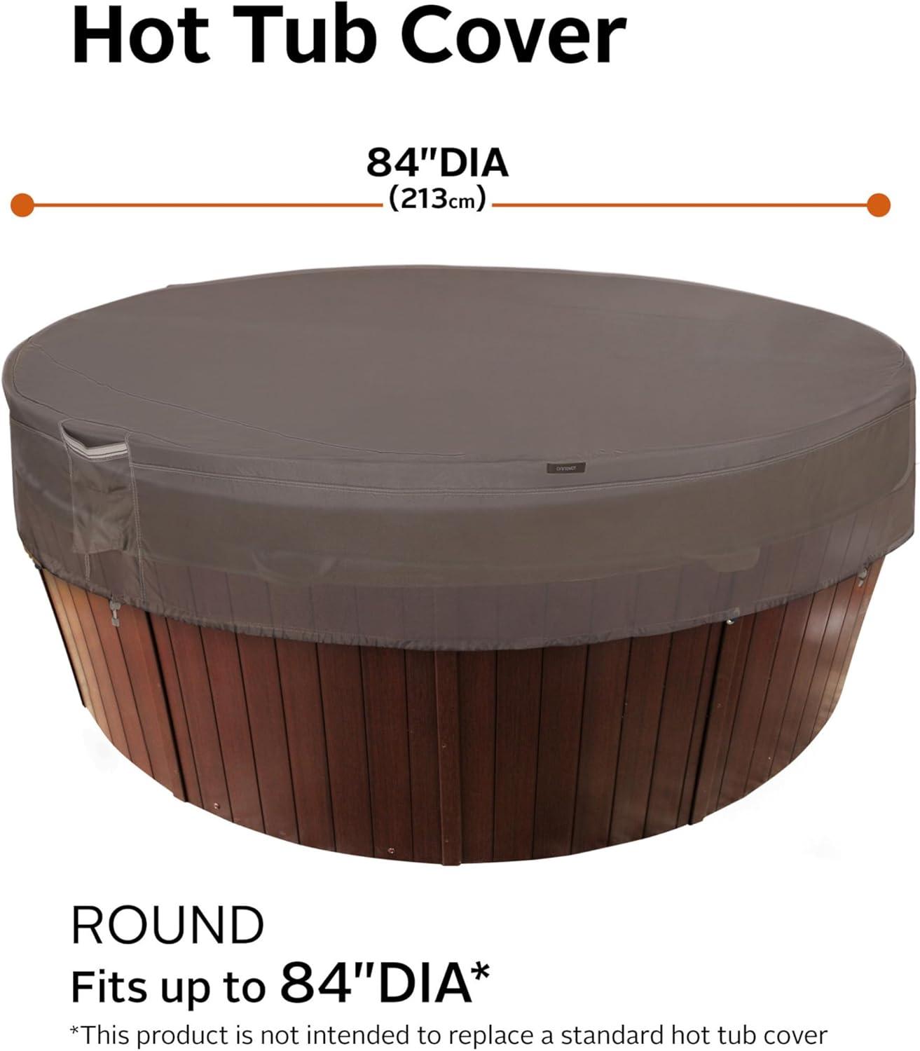 Classic Accessories Ravenna Water-Resistant Round Hot Tub Cover, Dark Taupe