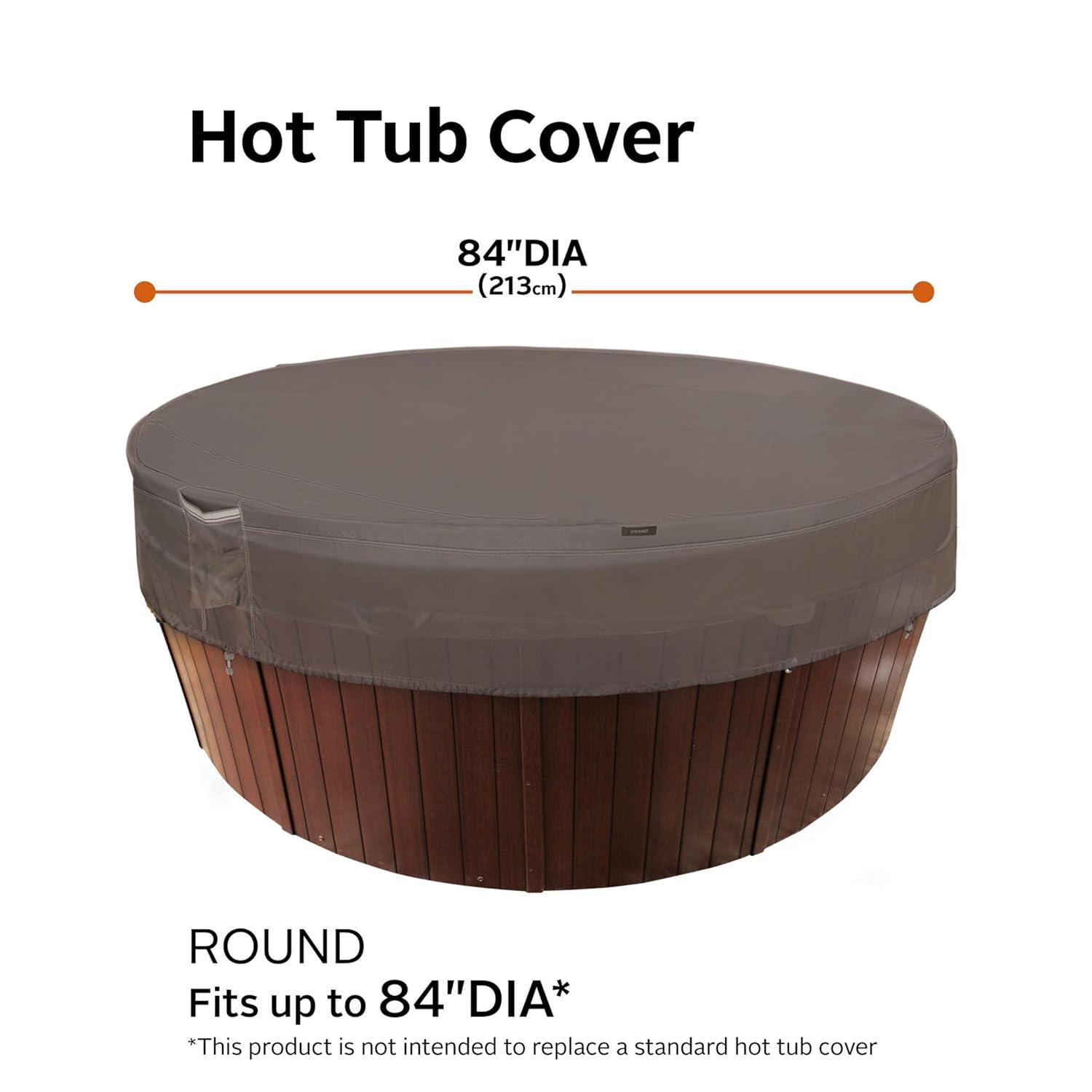 Classic Accessories Ravenna Water-Resistant Round Hot Tub Cover, Dark Taupe