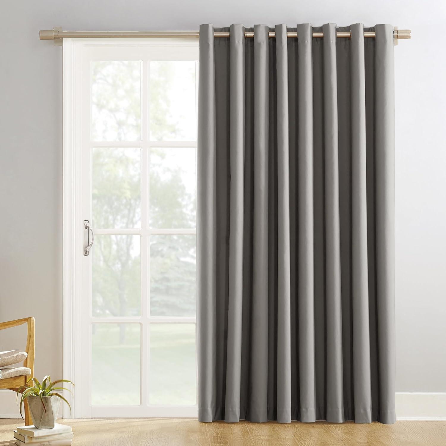 100"x84" Sun Zero Blackout Kenneth Extra-Wide Grommet Sliding Patio Door Curtain Panel Gray: Energy Efficient, Noise Reduction