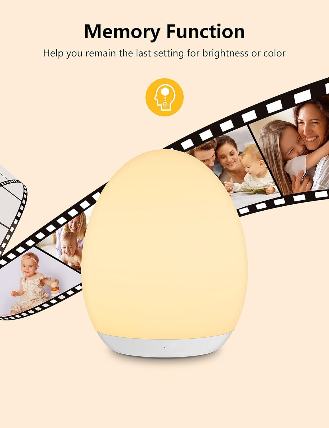 Egg-shaped Rechargeable LED Night Light with Timer