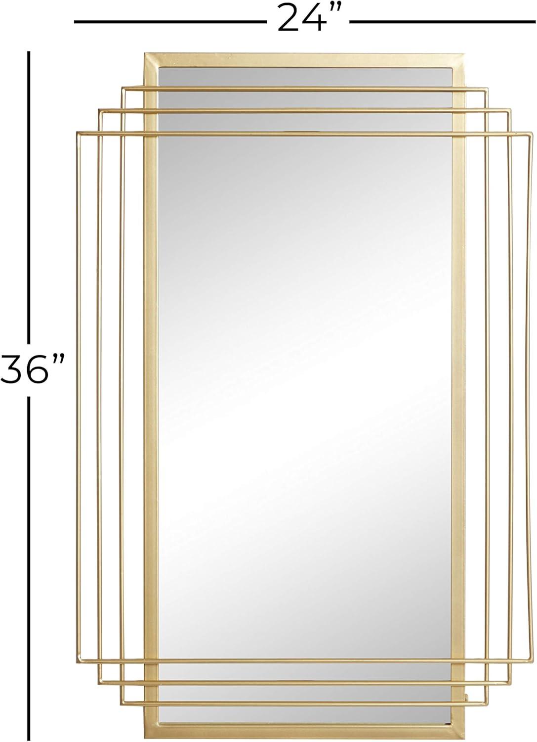 Elegant Rectangular Wood and Gold Dresser Wall Mirror 24" x 36"