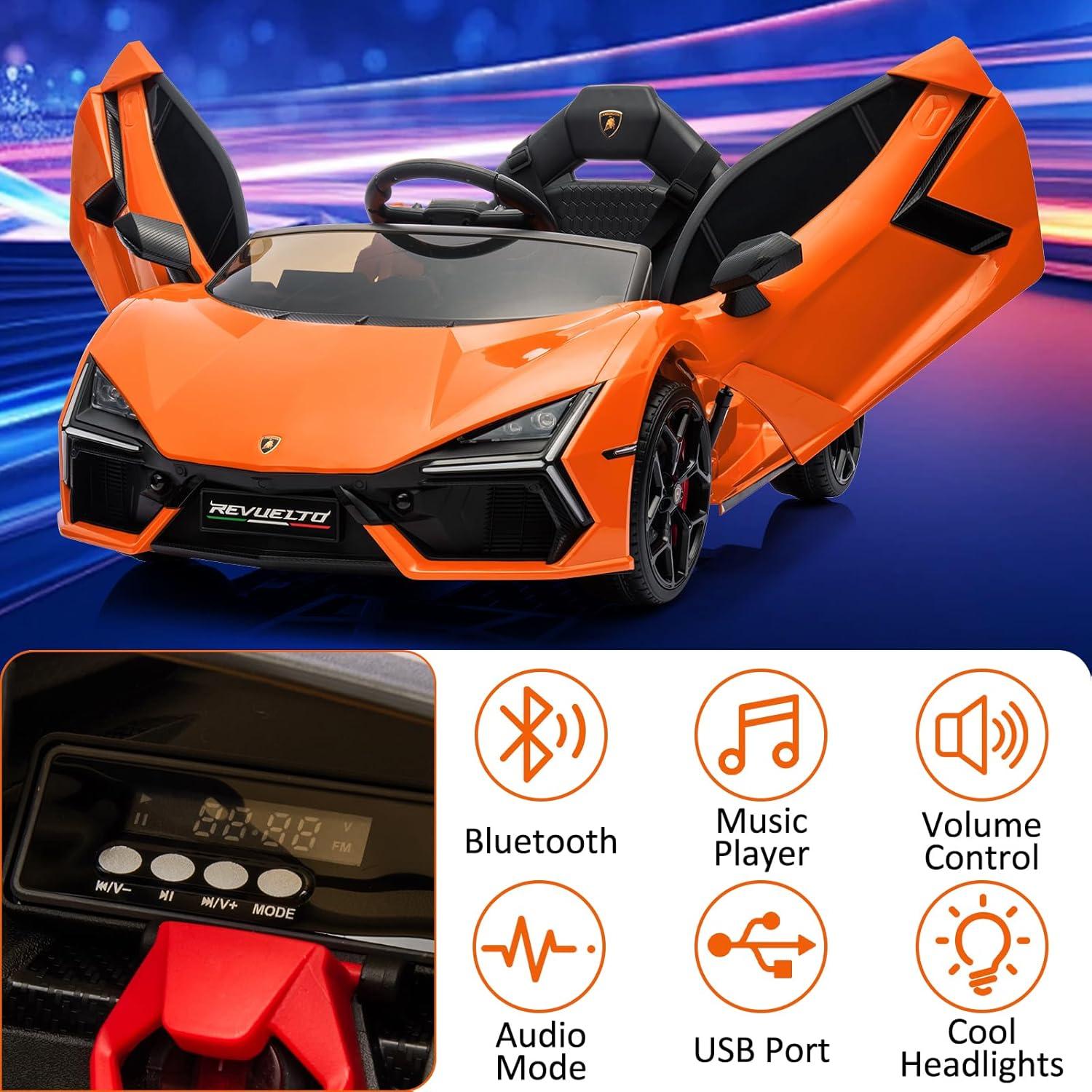 Hetoy 12V Kids Ride On Car, Licensed Lamborghini Revuelto Electric Car For Kids