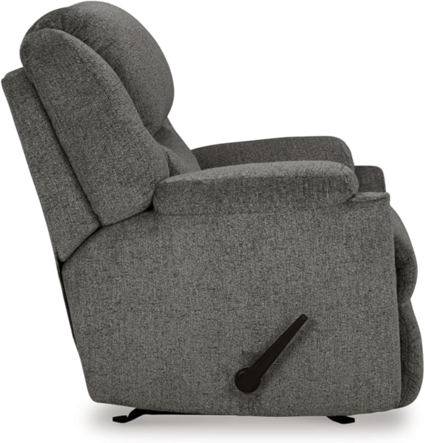 Gray Contemporary Metal Frame Recliner with Pillow Top Arms