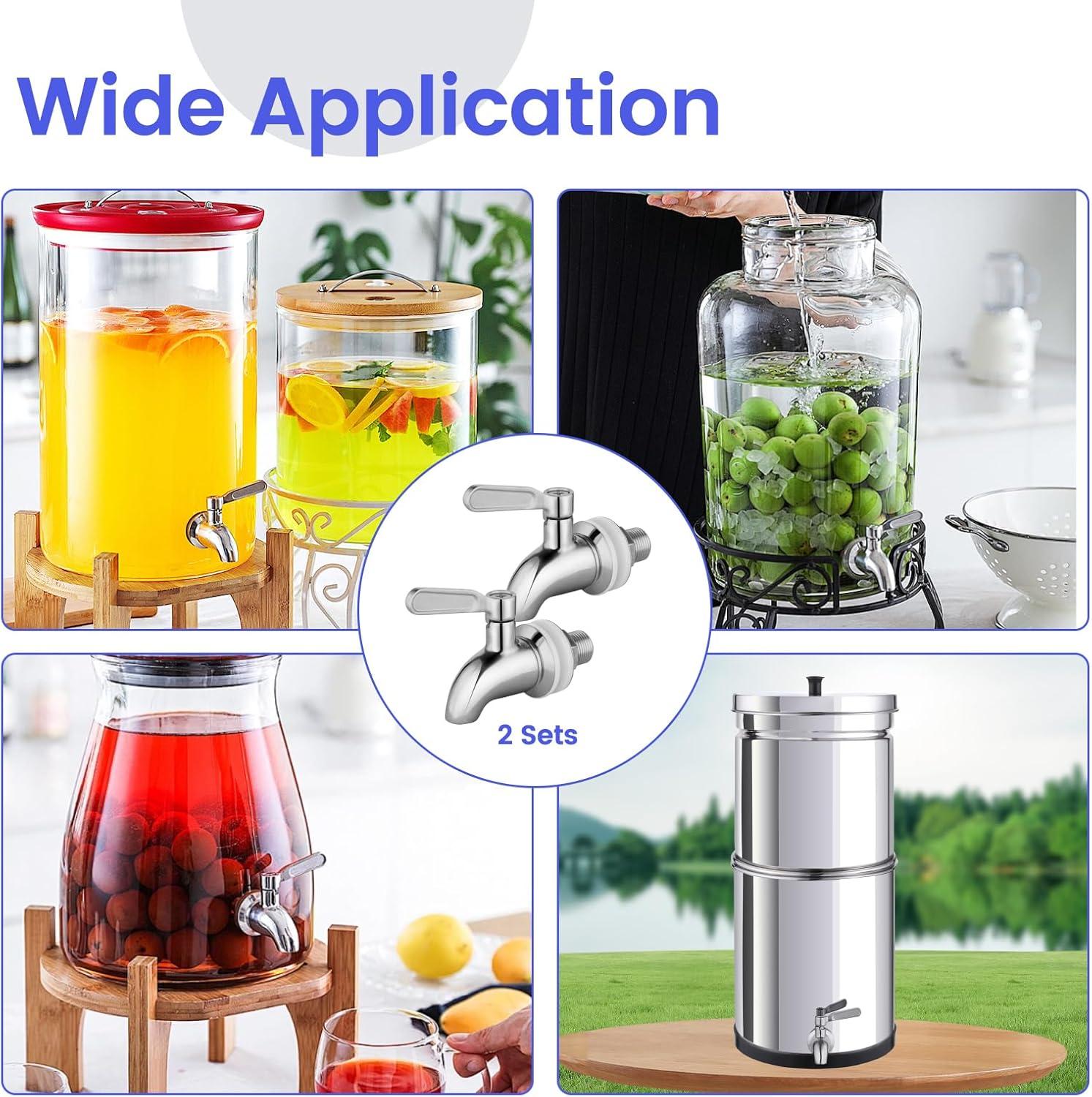 Polished Stainless Steel Beverage Dispenser Replacement Spigot Set