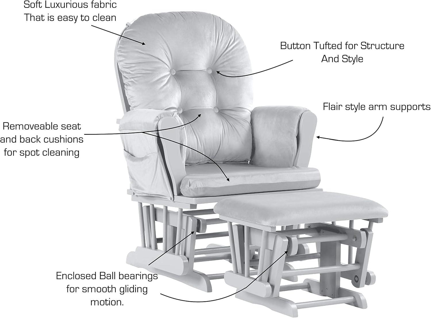 Winston Porter Mason Glider And Ottoman Wood And Oyster Fabric