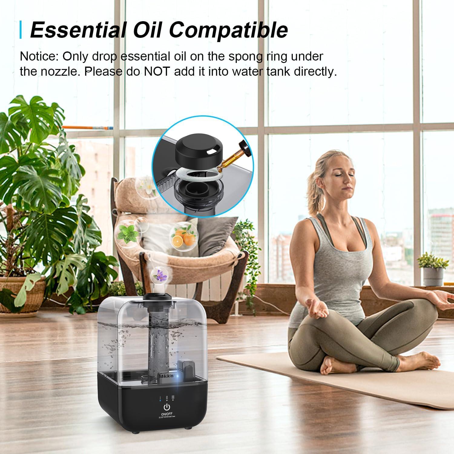 Cool Mist Humidifier, Ultrasonic Air Humidifiers for Bedroom Babies Home, 4.5L Large Top Fill Desk Humidifiers with Three Mist Modes, 360° Nozzle, Auto Shut-Off, Lasts Up to 30 Hours, Super