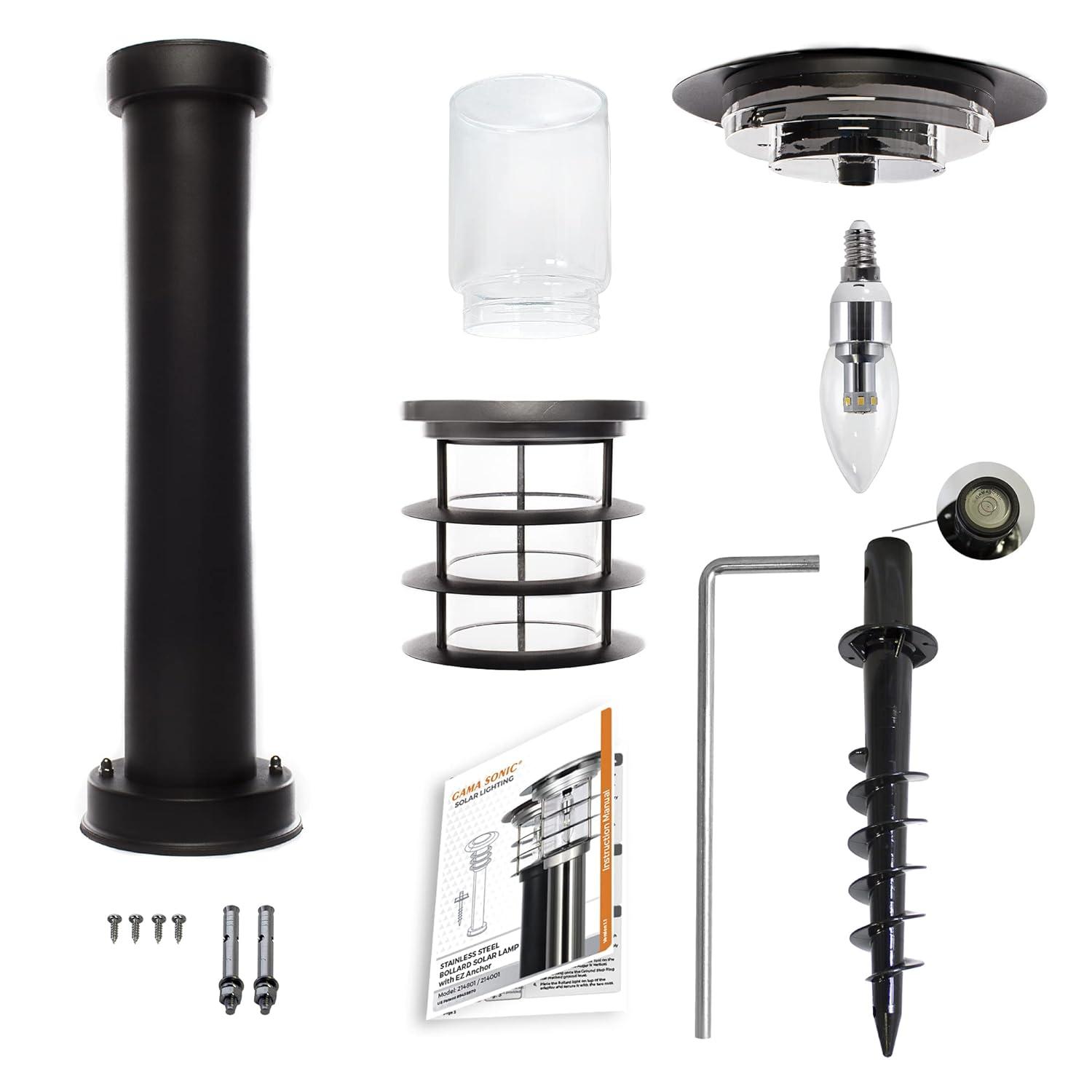 Gama Sonic Stainless Steel Solar Bollard Lamp with EZ Anchor