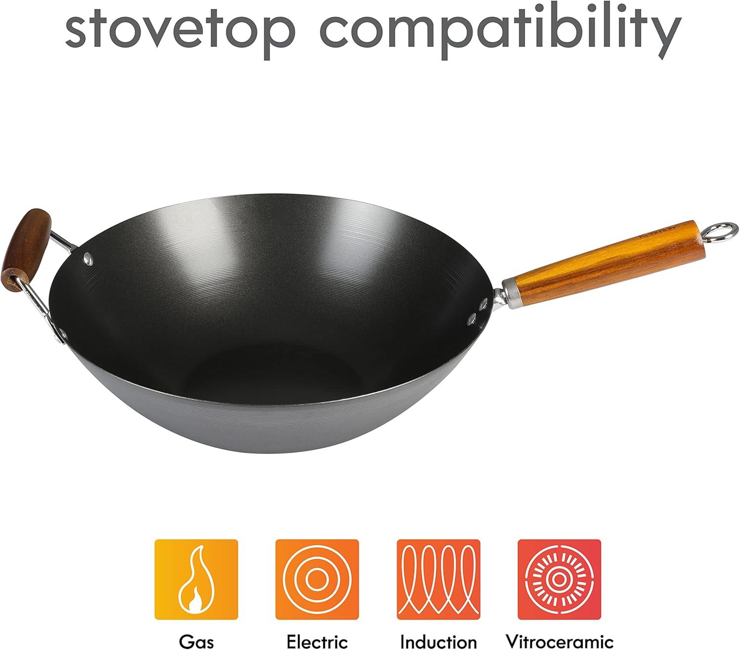 Gibson 14 in. Non-Stick Carbon Steel Wok