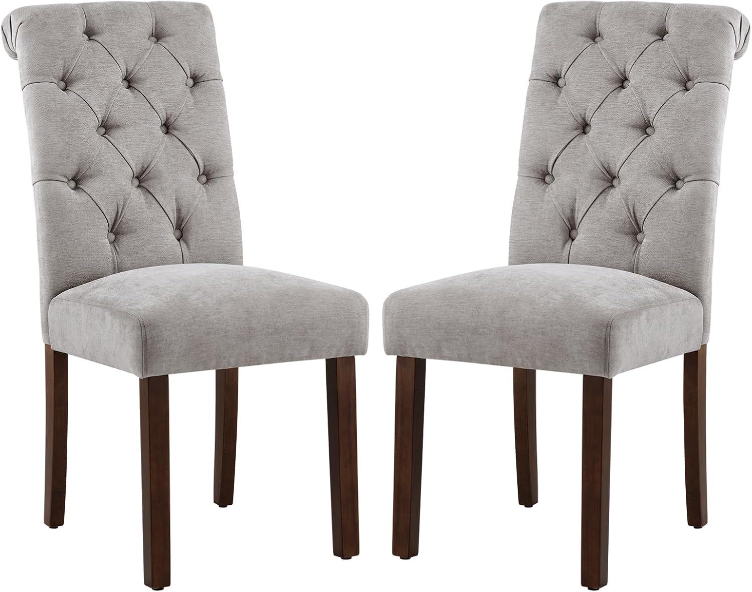 Gray Linen Upholstered High-Back Parsons Side Chair Set