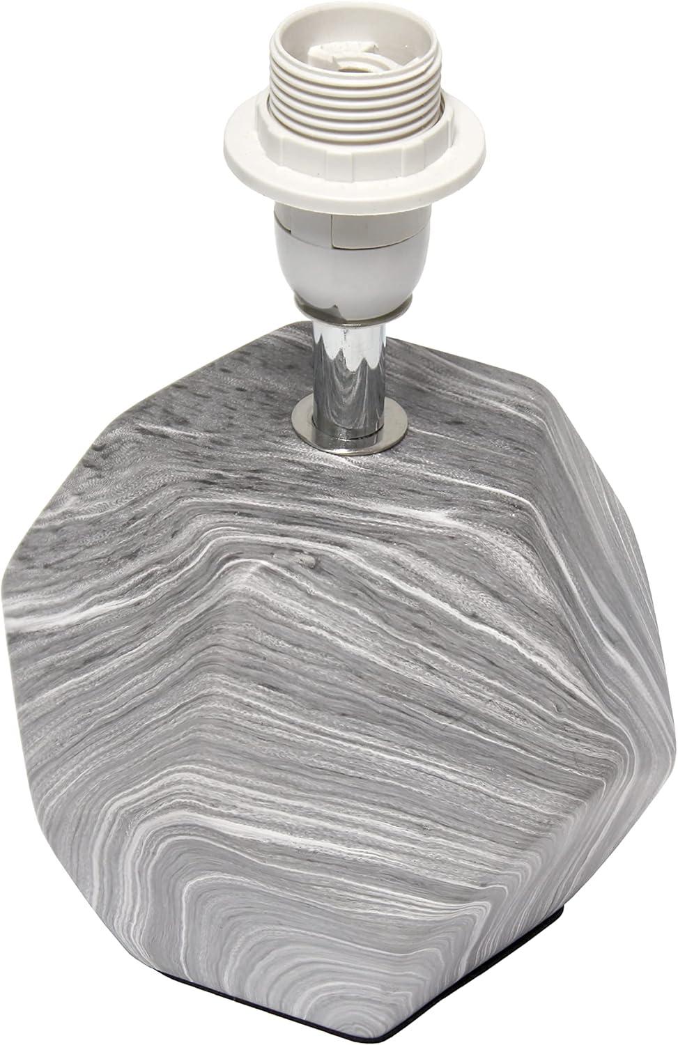 Simple Designs Round Prism Mini Table Lamp with Matching Fabric Shade Gray/White : Ceramic Base, ETL Listed, No Assembly Required